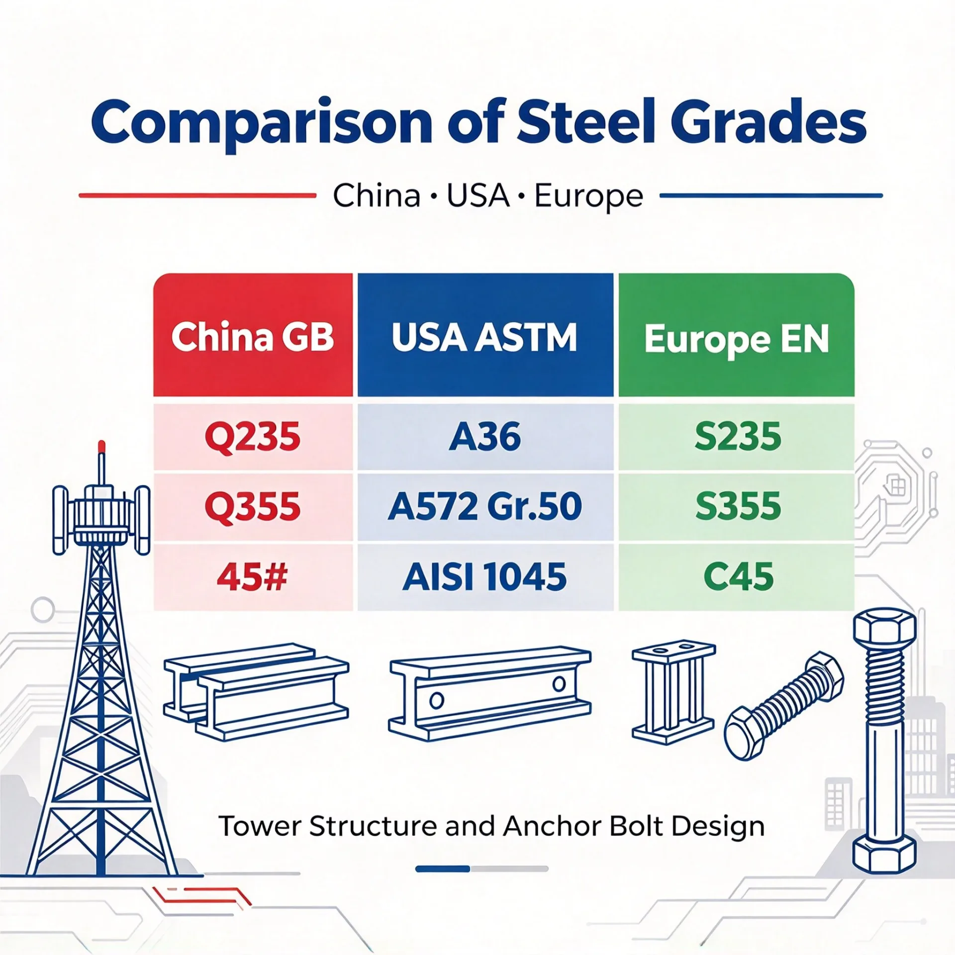 Chinese‑American‑European Steel Grade Comparison